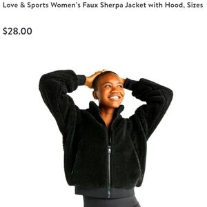 Black Teddy Jacket with Plush Fleece and Stand-Up Collar
